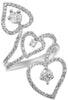ESTATE LARGE 1.21CT DIAMOND 18KT WHITE GOLD 3D MULTI HEART CRISS CROSS FUN RING