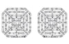 LARGE 3.46CT DIAMOND 18KT WHITE GOLD ROUND & BAGUETTE MULTI SQUARE FUN EARRINGS