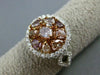 ESTATE LARGE 1.69CT MULTI COLOR DIAMOND 18KT WHITE ROSE GOLD FILIGREE ROUND RING
