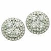 ESTATE 2.03CT DIAMOND 18KT WHITE GOLD CLASSIC ROUND CLUSTER FLOWER STUD EARRINGS