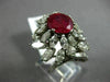 ESTATE EXTRA LARGE 6.30CT DIAMOND & AAA RUBY PLATINUM FLOWER OPEN FILIGREE RING