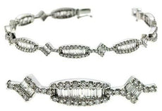 3.85CT DIAMOND 14KT WHITE GOLD ROUND & BAGUETTE CLASSIC ETERNITY TENNIS BRACELET