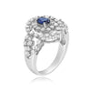 1.59CT DIAMOND & AAA SAPPHIRE 18KT WHITE GOLD 3D OVAL & ROUND DOUBLE HEART RING