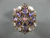 ESTATE 5.0CT AAA AMETHYST TANZANITE & PINK QUARTZ 14KT ROSE GOLD FILIGREE RING