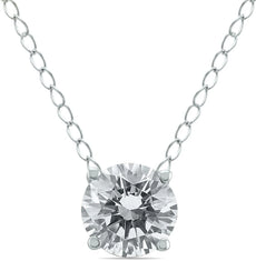 .30CT DIAMOND 14K WHITE GOLD 3D CLASSIC ROUND SOLITAIRE 4 PRONG FLOATING PENDANT