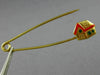 ESTATE RED & GREEN ENAMEL 14KT YELLOW GOLD CHRISTMAS HOUSE SAFETY PIN #MILANO31