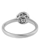 ESTATE .20CT DIAMOND 18K WHITE GOLD 3D CLASSIC HALO FLOWER CIRCULAR LOVE RING