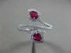 ESTATE WIDE .72CT DIAMOND & AAA RUBY 18KT WHITE GOLD 3D CLASSIC DOUBLE LEAF RING