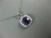 ESTATE 1.52CT DIAMOND & AAA AMETHYST 14KT WHITE GOLD CUSHION SQUARE HALO PENDANT