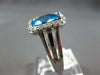 LARGE 4.1CT DIAMOND & AAA BLUE TOPAZ 14KT WHITE GOLD 3D CUSHION & ROUND FUN RING