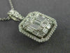 ESTATE EXTRA LARGE 2.07CT ROUND BAGUETTE DIAMOND 14K WHITE GOLD CLUSTER PENDANT
