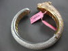 25.08CT WHITE & PINK DIAMOND & AAA EMERALD 18K WHITE & ROSE GOLD BANGLE BRACELET