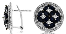 3.7CT DIAMOND & AAA SAPPHIRE 14KT WHITE GOLD ROUND & MARQUISE HANGING EARRINGS