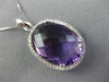 ESTATE EXTRA LARGE 15.68CT DIAMOND & AMETHYST 14KT WHITE GOLD HALO OVAL PENDANT