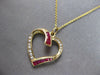 ESTATE .50CT DIAMOND & AAA RUBY 14KT YELLOW GOLD 3D OPEN HEART FLOATING PENDANT