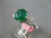 GIA LARGE 3.30CT DIAMOND & AAA EMERALD 18K WHITE GOLD 3D 3 STONE ENGAGEMENT RING