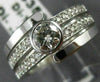 ESTATE WIDE .74CT DIAMOND 14KT WHITE GOLD SOLITAIRE BEZEL ENGAGEMENT RING #18414