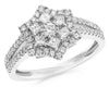 ESTATE .70CT DIAMOND 14K WHITE GOLD 3D CLASSIC ROUND & PRINCESS STAR LOVE RING