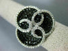 ESTATE LARGE 3.43CT WHITE & BLACK DIAMOND 14KT WHITE GOLD LOVE KNOT FLOWER RING