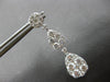 LARGE 3.2CT DIAMOND 18KT WHITE GOLD 3D CLASSIC TEAR DROP FLOWER HANGING EARRINGS