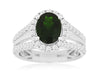 2.82CT DIAMOND & AAA RUSSALITE 14KT WHITE GOLD 3D OVAL & ROUND ENGAGEMENT RING