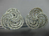 LARGE 2.33CT DIAMOND 18KT WHITE GOLD 3D MULTI ROW SWIRL FLOWER CLIP ON EARRINGS