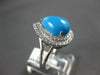 ESTATE LARGE 3.87CT DIAMOND & AAA TURQUOISE 14KT WHITE GOLD PEAR SHAPE HALO RING