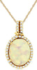 1.87CT DIAMOND & AAA OPAL 14K YELLOW GOLD OVAL & ROUND CLASSIC HALO LOVE PENDANT
