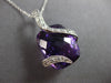 LARGE 8.82CT DIAMOND & AAA AMETHYST 14KT WHITE GOLD CUSHION & ROUND LOVE PENDANT