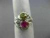 LARGE 1.07CT DIAMOND & AAA PINK YELLOW SAPPHIRE 14KT WHITE GOLD FLOWER LOVE RING
