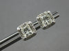 ESTATE 1.10CT DIAMOND 14KT WHITE GOLD PRINCESS & ROUND SQUARE HALO STUD EARRINGS