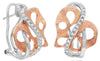 .19CT DIAMOND 14KT WHITE & ROSE GOLD 3D FLORAL INFINITY CLIP ON HANGING EARRINGS