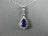 ESTATE 1.08CT DIAMOND & AAA AMETHYST 14KT WHITE GOLD 3D PEAR SHAPE HALO PENDANT