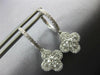 1.37CT DIAMOND 18KT WHITE GOLD 3D CLASSIC 4 LEAF CLOVER FLOWER HANGING EARRINGS