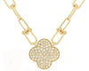 ESTATE .50CT DIAMOND 14KT YELLOW GOLD 3D ROUND CLASSIC FLOWER LOVE KNOT NECKLACE