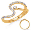 ESTATE .32CT DIAMOND 14KT YELLOW GOLD 3D SOLITAIRE DOUBLE WAVE FUN LOVE RING