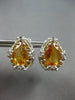 LARGE 7.71CT DIAMOND & CITRINE & YELLOW SAPPHIRE 14K WHITE GOLD HANGING EARRINGS