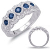 WIDE 1.23CT DIAMOND & AAA SAPPHIRE 14K WHITE GOLD 3D MULTI ROW 5 STONE LOVE RING