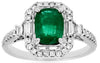 2.0CT DIAMOND & AAA EMERALD 14KT WHITE GOLD 3D ROUND & BAGUETTE ENGAGEMENT RING