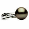 ESTATE .04CT DIAMOND & AAA TAHITIAN PEARL 14KT WHITE GOLD 3 STONE BURNISH RING