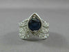 ANTIQUE WIDE 2.3CT OLD MINE DIAMOND & SAPPHIRE 14K WHITE GOLD V SHAPE RING 22572