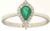 .48CT DIAMOND & AAA EMERALD 14K WHITE GOLD 3D PEAR SHAPE & ROUND TEAR DROP RING