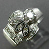 ANTIQUE WIDE .34CT DIAMOND 14K WHITE GOLD FLOWER FILIGREE ANNIVERSARY RING 26178