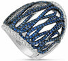 EXTRA LARGE 3.55CT DIAMOND & AAA SAPPHIRE 18K WHITE GOLD SWIRL ANNIVERSARY RING