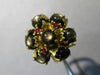 ANTIQUE LARGE 12.45CT AAA RUBY & STAR SAPPHIRE 14KT YELLOW GOLD 3D FLOWER RING