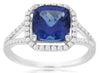 LARGE 2.75CT DIAMOND & AAA TANZANITE 14K WHITE GOLD CUSHION HALO ENGAGEMENT RING