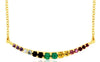 .20CT AAA MULTI COLOR SAPPHIRE 14KT YELLOW GOLD 3D GRADUATING BAR LOVE NECKLACE