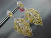 LARGE 11.29CT WHITE & FANCY YELLOW DIAMOND 18K 2 TONE GOLD LEAF HANGING EARRINGS