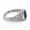 LARGE 3.27CT DIAMOND & AAA SAPPHIRE 18K WHITE GOLD 3D OVAL BEZEL ENGAGEMENT RING