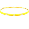 .08CT DIAMOND & YELLOW ENAMEL 18KT YELLOW GOLD 3D 3 STONE CUFF BANGLE BRACELET